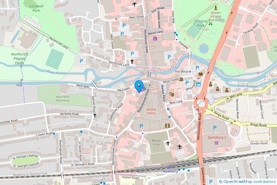 Map of the location: St Nicolas' Church Hall, West Mills, Newbury, Berkshire RG14 5HG. © OpenStreetMap contributors.