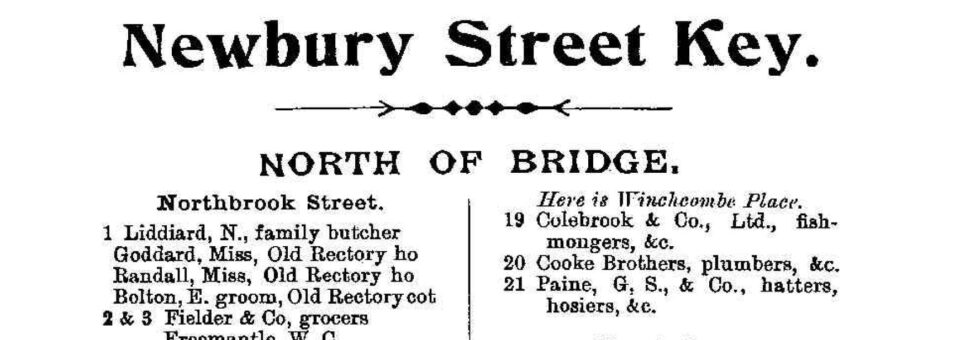 Pfirst page of Newbury Street Key in Cosburns 1913 Direcotory