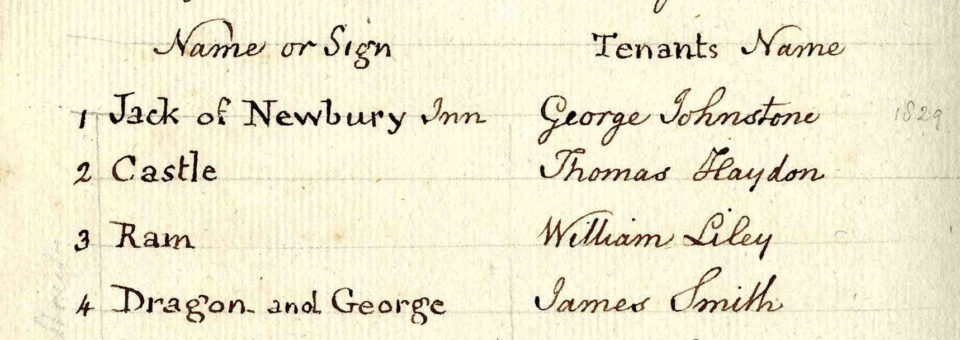 First page of list on pibs in Journal of Joseph Toomer